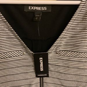 Express medium front zip shimmery striped blouse